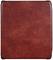 A red leather case with a smooth texture. It is rectangular and has no visible patterns or embellishments.