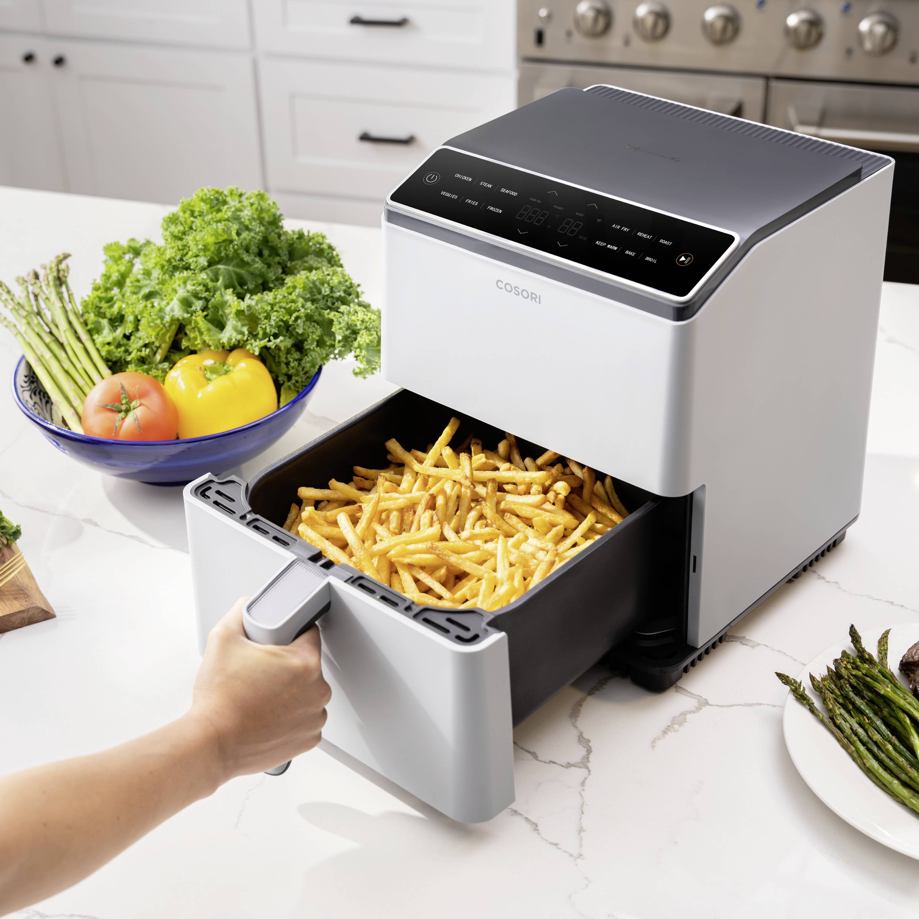 Cosori CAF-P583S-AEUR Air fryer 6.4 l 1700 W Non-stick coating, with display, Overheat protection, App-controlled Grey-9