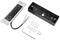 Electronic door lock with touchpad, wires, mounting plate, screws and Allen key; installation components shown.