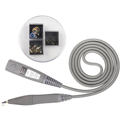 'Image of a grey measuring cable with accessory parts in a round container, including coloured rings and needles.'