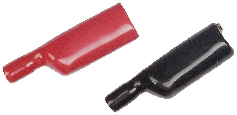 Two isolated crocodile clips, one red and one black, serve for electrical connection.