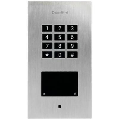 A numeric keypad with a stainless steel surface displays the digits 1 to 9 and symbols for asterisk and hash. A black display is located underneath.