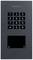Black keypad door intercom with buttons 0-9, star, hash, and a small screen beneath. 'DoorBird' is written at the top.