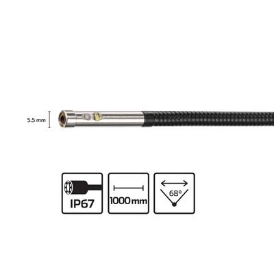 'Endoscope camera with 5.5 mm diameter, IP67 protection, 1000 mm length, 68° field of view'