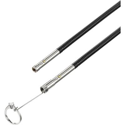 Two flexible telescopic rods: One with an open end, the other with a magnet and ring. They are black and silver.