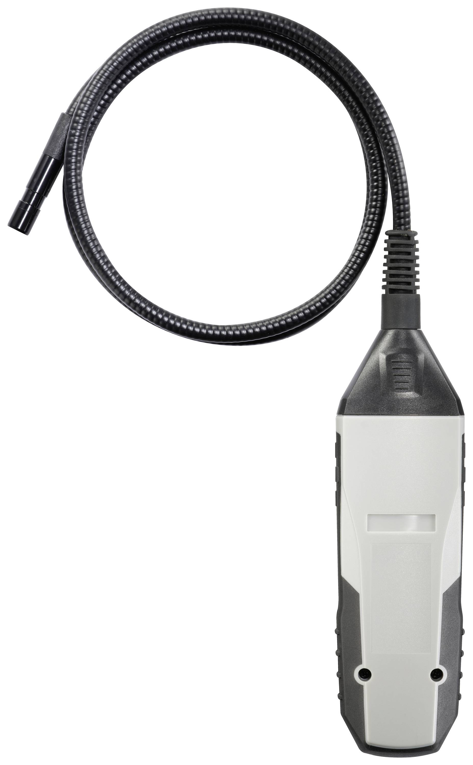 A handheld endoscope with a flexible probe for inspecting hard-to-reach areas, used in technical or medical applications.