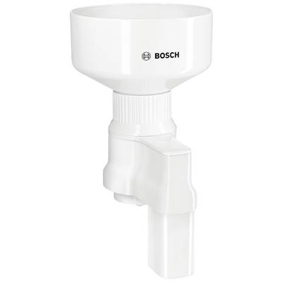 A white Bosch mincer attachment.