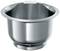 Silver stainless steel mixing bowl with a smooth surface and rounded edge, suitable for stand mixers or as a versatile kitchen utensil.