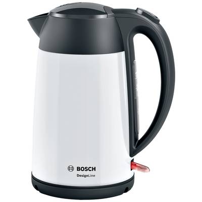 Bosch kettle, DesignLine, in White and Black. Modern design with an ergonomic handle.