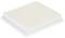 Air filter with white, pleated lamellae, rectangular shape, on white background. Used in car air conditioning systems for air purification.