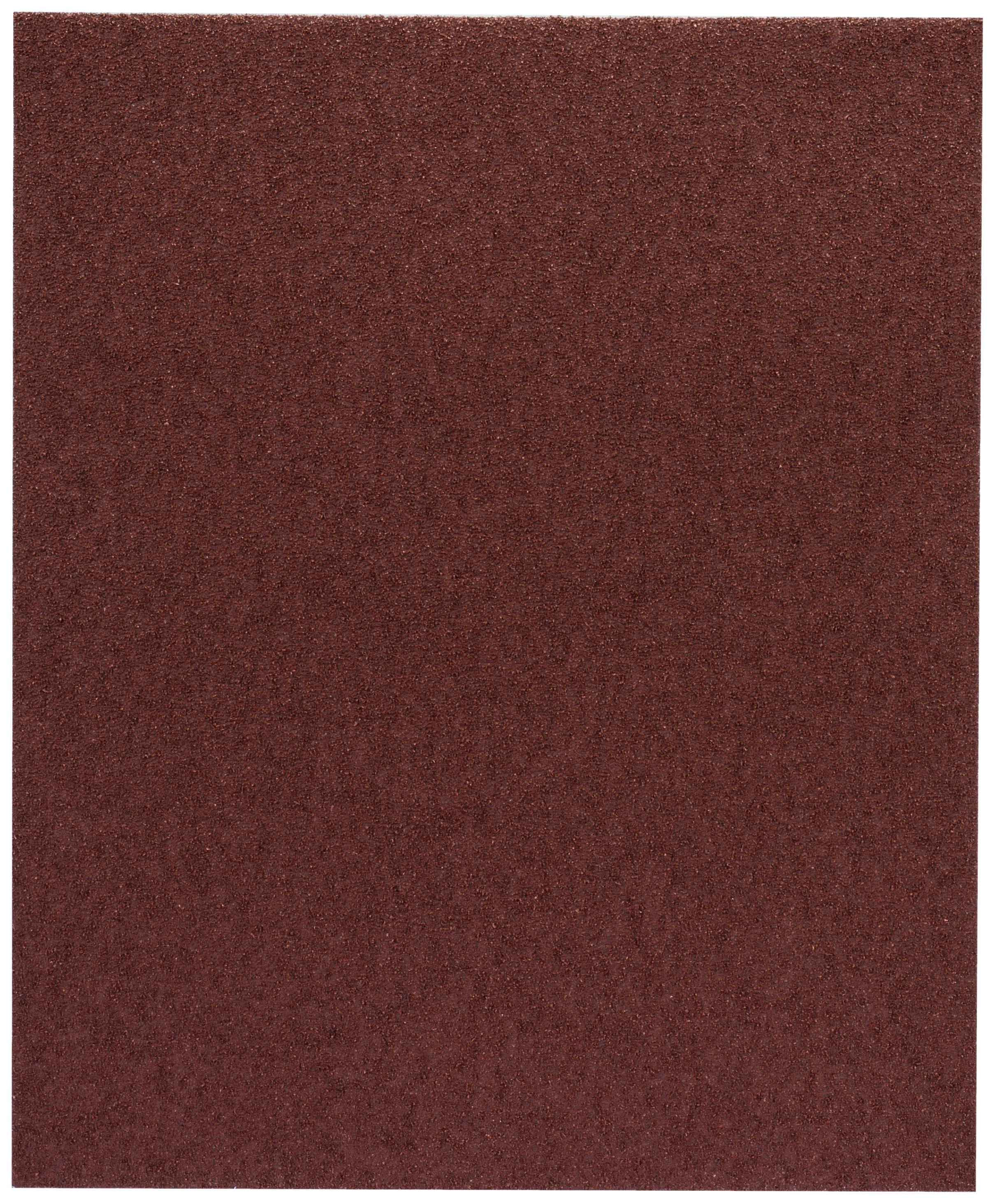 A rectangular sheet of sandpaper in dark red colour.