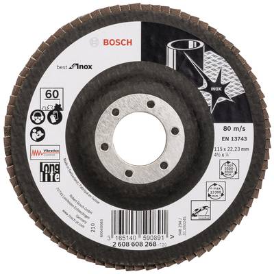 Bosch Accessories 2608608268 X581 Flap disc Diameter 115 mm Bore diameter 22.33 mm Stainless steel 1 pc(s)