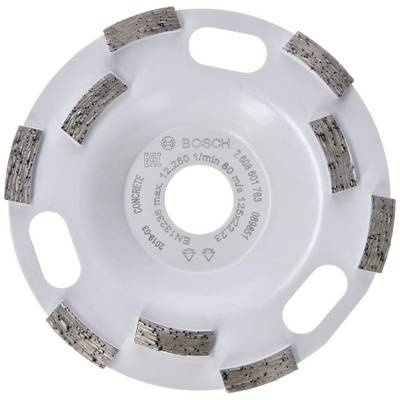 A grinding disc with multiple segmented diamond grinding surfaces, suitable for grinding concrete surfaces.