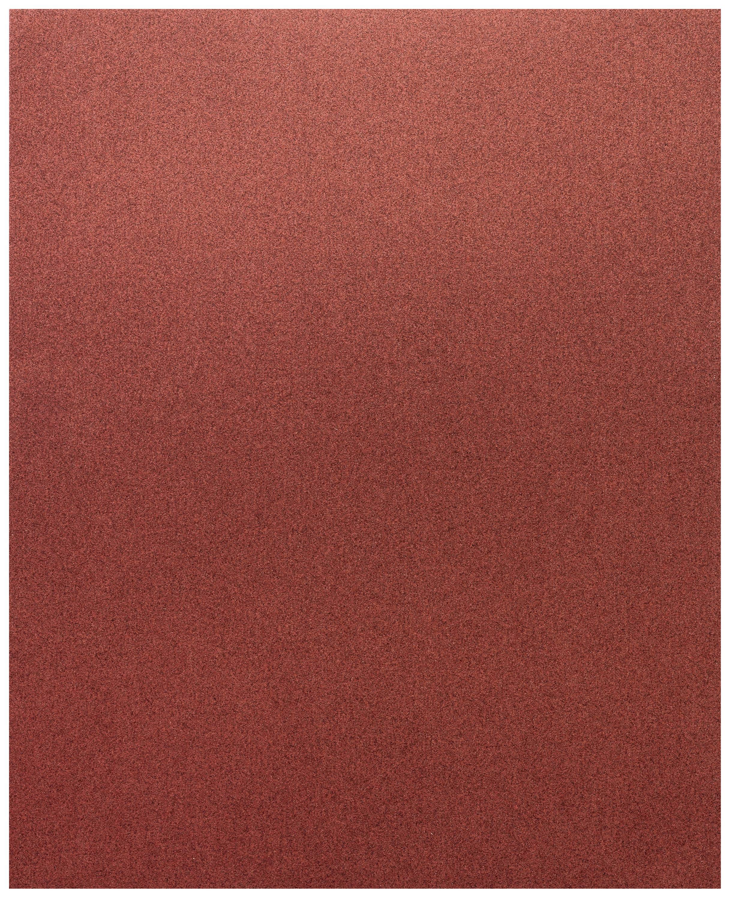 A rectangular, red-gridded sheet of sandpaper with a uniform, coarse texture.