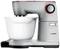 A silver kitchen mixer with a white bowl. The Bosch logo is visible in the bottom left.