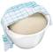 Bowl of risen dough, covered with a checked tea towel.