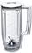 Clear glass measuring jug with scale and handle, ideal for blending, showing measurements from 100 ml to 1.5 litres. Contains blades inside.