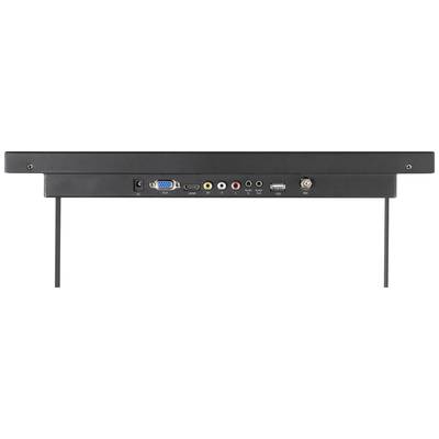 Back of an electronic device with connections: VGA, HDMI, AV, Audio, USB, RS232. Ideal for multimedia connections.