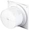 White, round wall-mounted fan with a square frame, suitable for ventilation in indoor spaces.