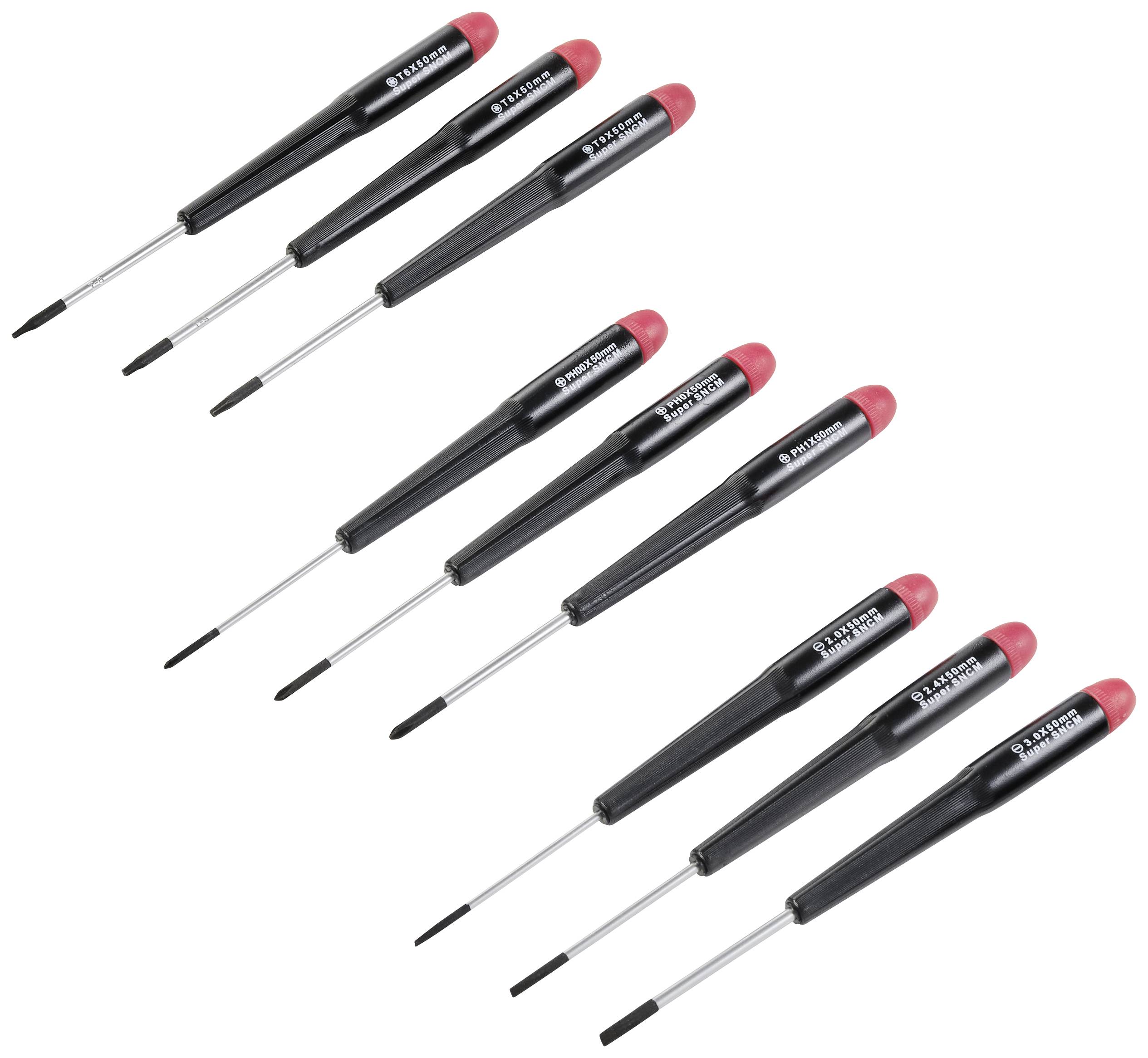 TOOLCRAFT Screwdriver set 9piece Slot, Phillips, Star