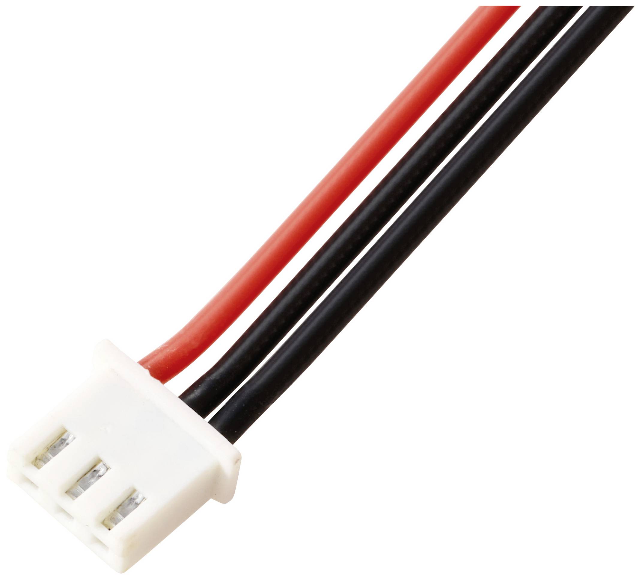 Two-pole connector with red and black wires; used for connecting electrical components.