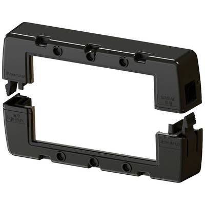 A rectangular, black plastic frame with multiple mounting holes and clips on the sides.