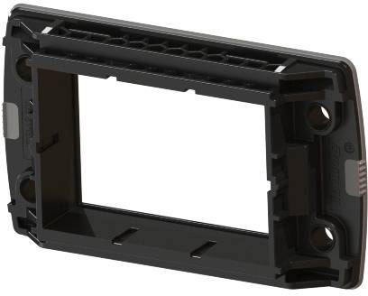 Black rectangular plastic frame, presumably for installation in an electrical device or enclosure, without additional components.