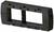 A rectangular, black plastic frame with double rectangular openings and multiple screw holes.