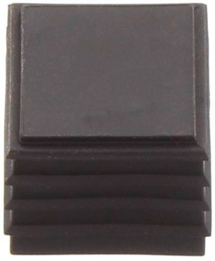 A rectangular black plastic insert for a square tube, with a ribbed design for secure fitting and protection.