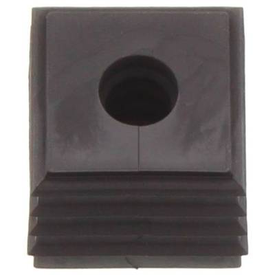 A rectangular, black plastic component with a central hole and ribbed sides on the lower half.