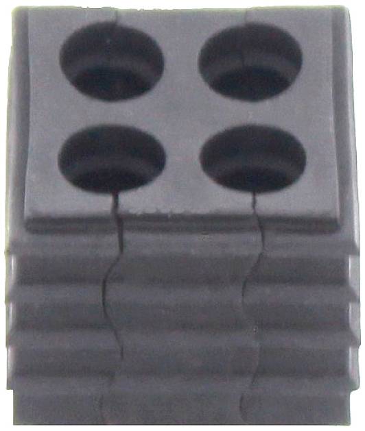 A black rubber block with four circular recesses. Suitable for mechanical or industrial applications.