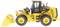 A yellow 950M wheeled loader with a black cab is positioned sideways on a white background.