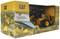 Toy model of a yellow CAT construction vehicle with remote control in packaging. Includes images and logos of the manufacturer.