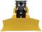 A yellow bulldozer with a large bucket at the front. The vehicle is depicted frontally and ready for operation.