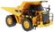 A yellow model tipper truck with 'Caterpillar' written on the bonnet, a black chassis, and the number '770' on the rear.