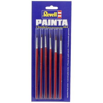 'Revell PAINTA' Brush Set (6 pieces, sizes 00 to 4) in original packaging. Red handles, synthetic bristles. Ideal for precision work.