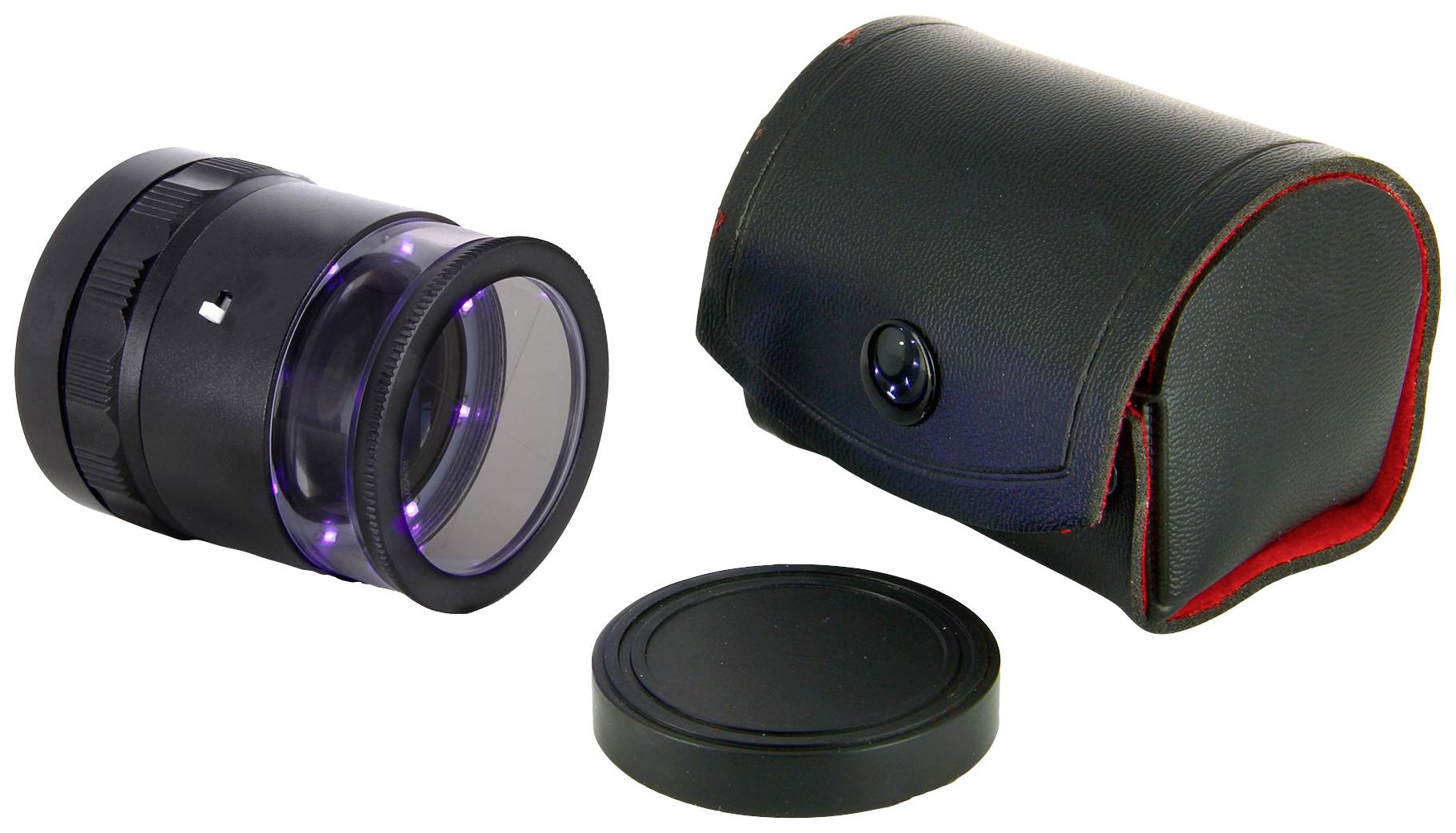 Ideal Tek LE.003UV.ITU 10X Lupe mit mm-Skala, 8 UV LED Handheld magnifier incl. LED lighting Magnification: 10 x Lens size: (Ø) 30 mm Black