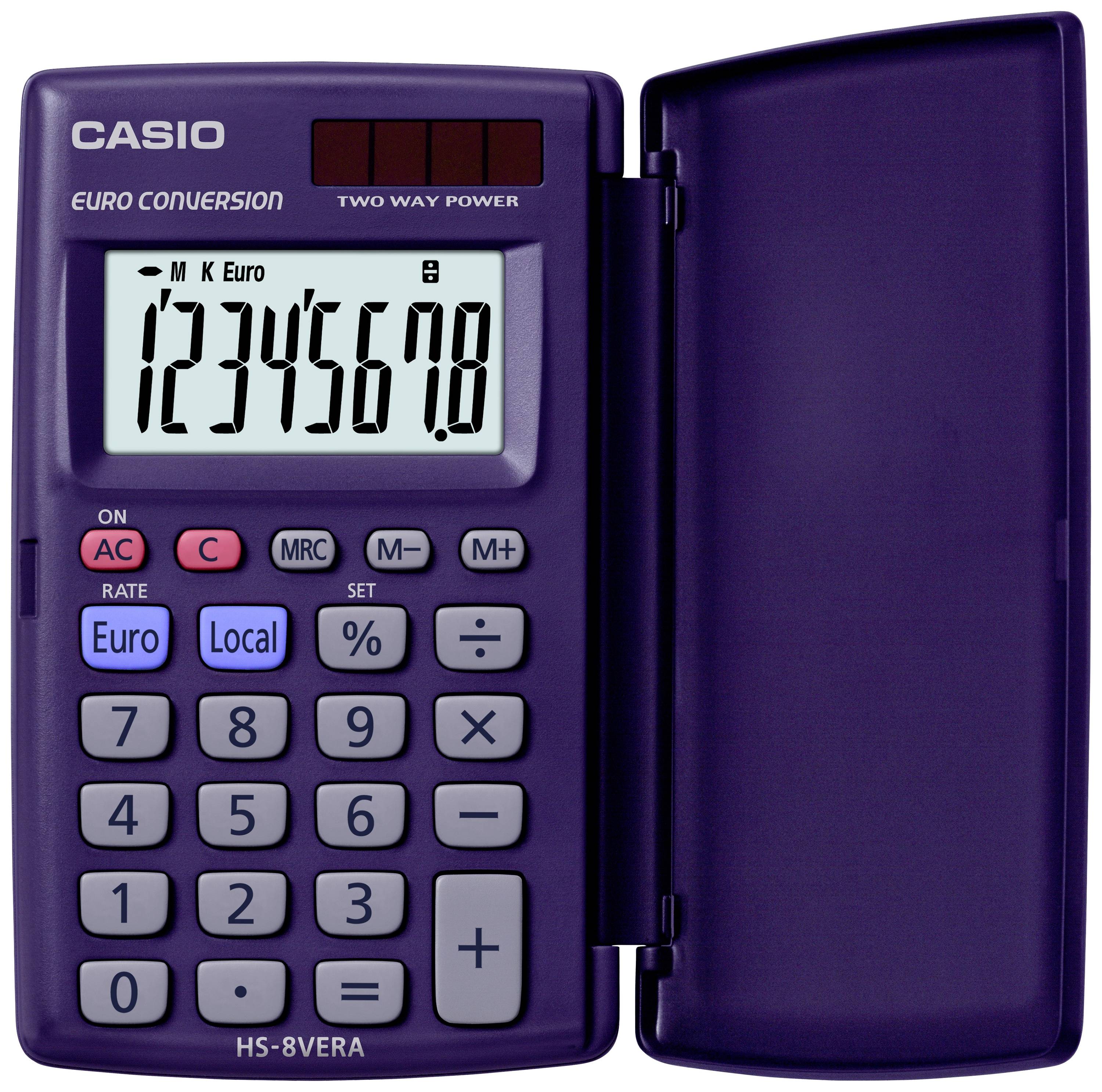 Casio HS-8VERA Pocket calculator Dark blue Display (digits): 8  solar-powered, battery-powered (W x H x D)  x 10 x 10 
