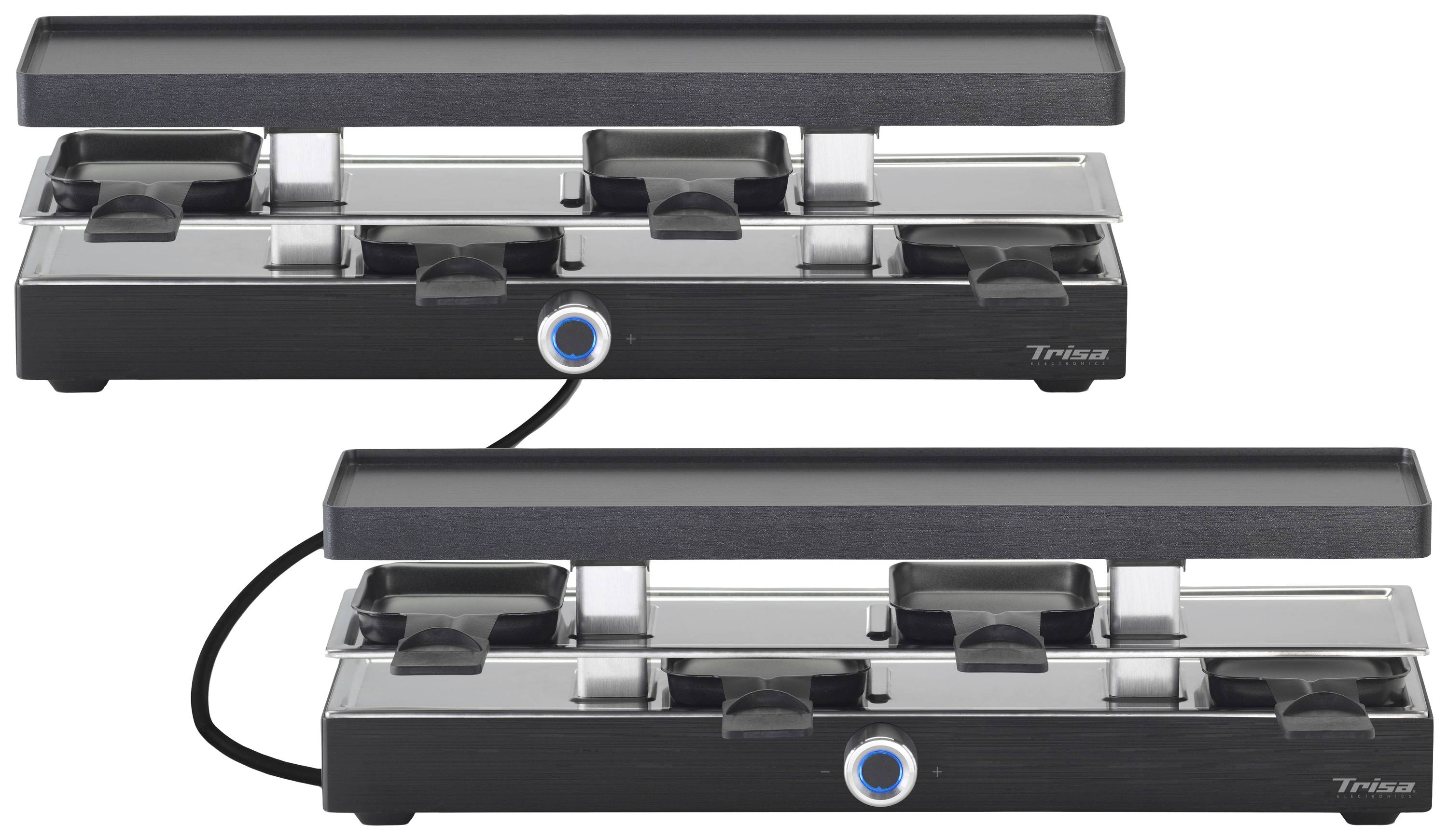 Image of Trisa Style Connect Raclette 8 pannikins, Non-stick coating Black