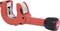 Pipe cutter in red with plastic handle and metal blade, suitable for cutting metal or plastic pipes.