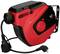A red automatic cable reel from 'KS Tools' mounted on the wall, with a black power cable and plug.