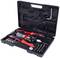 Toolkit with various hand tools, including spanners, socket wrenches, Allen keys and pliers.