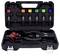 Toolbox with a manual pipe bending device and six colour-coded inserts in various sizes, suitable for different pipe diameters.