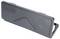A rectangular black plastic lid with slightly raised geometric shapes on the surface.