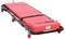 Red workshop roller board with black frame and swivel wheels, suitable for automotive work.