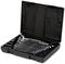An open black tool case containing a set of eleven spanner and ring spanners in various sizes, neatly arranged.