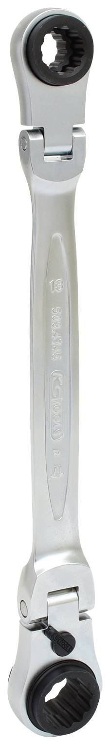 Metal spanner with tooth-like heads at both ends, suitable for tightening or loosening screws and nuts.