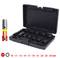 Open black toolbox with various nuts, sizes ranging from 10 to 24 mm, alongside a drill bit with a 1/2-inch marking.