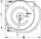 Drawing of a hose reel with the inscription 'KS Tools'. The diagram shows dimensions: length (L) and width (W).