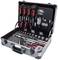An open toolbox displays neatly arranged screwdrivers, Allen keys, spanners, and socket wrenches in various sizes.